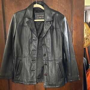 Leather Limited Women's Black Leather Button-Front Jacket